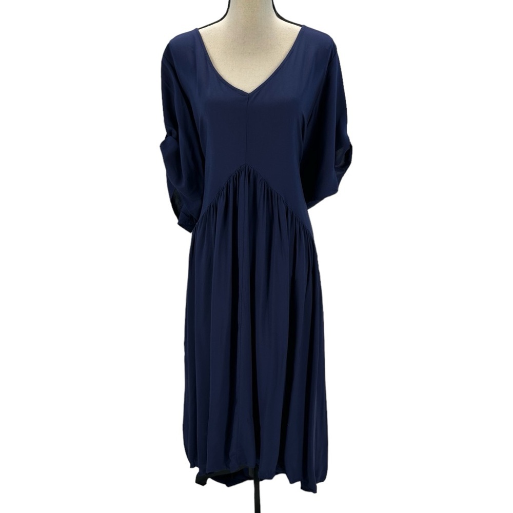 Avenue Navy Blue High-Low V-Neck Dress